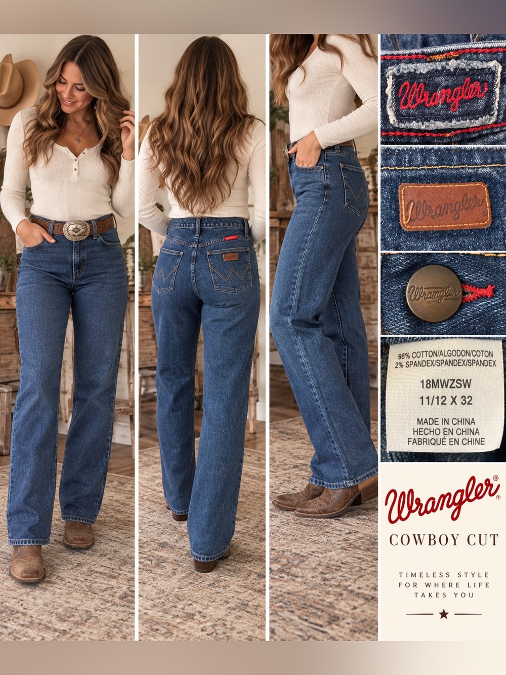 Wrangler 18MWZSW Cowboy Cut Slim Fit Stretch Women's Jeans 11/12x32 western
